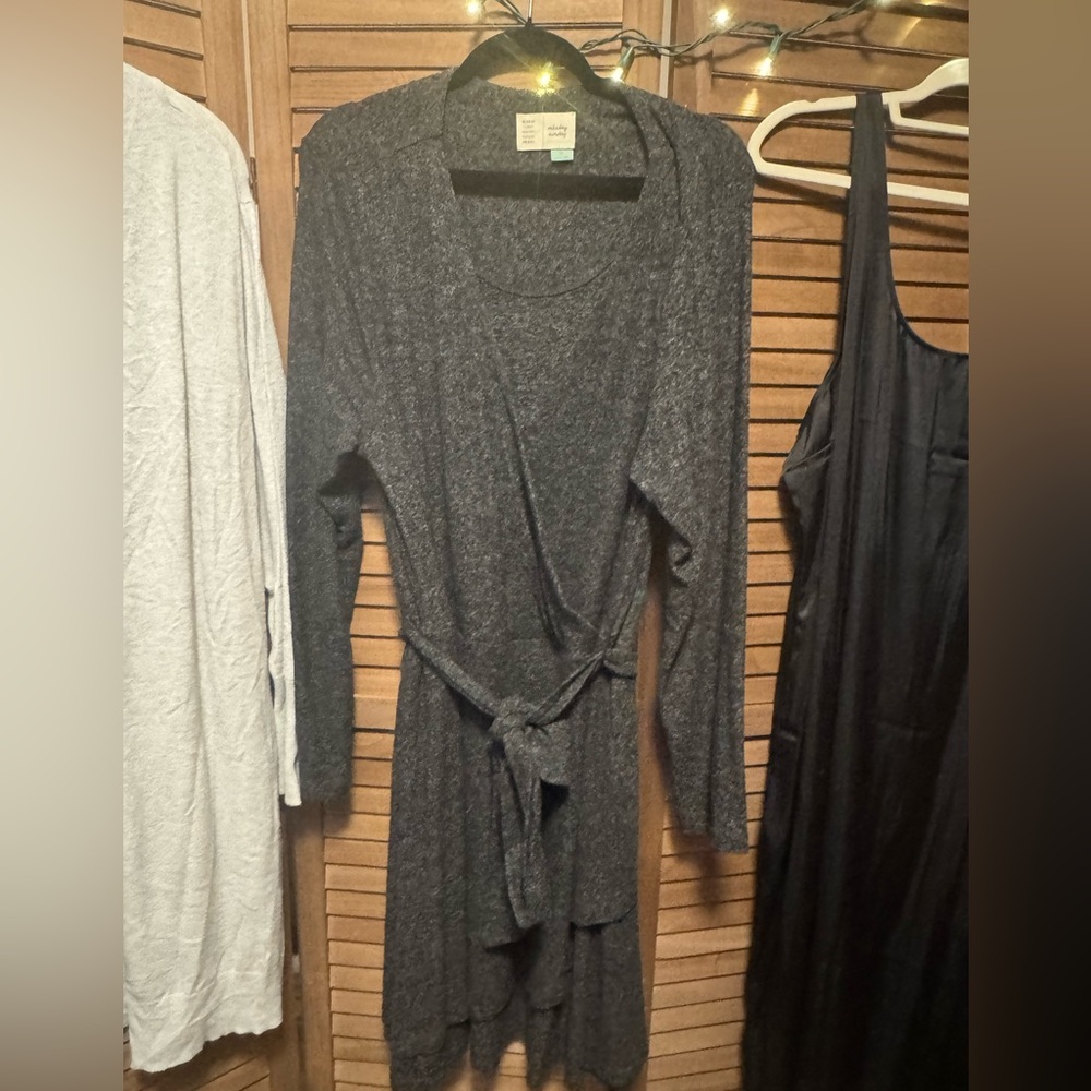 Saturday Sunday by Anthropologie - Gray Long Sleeve Belted dress